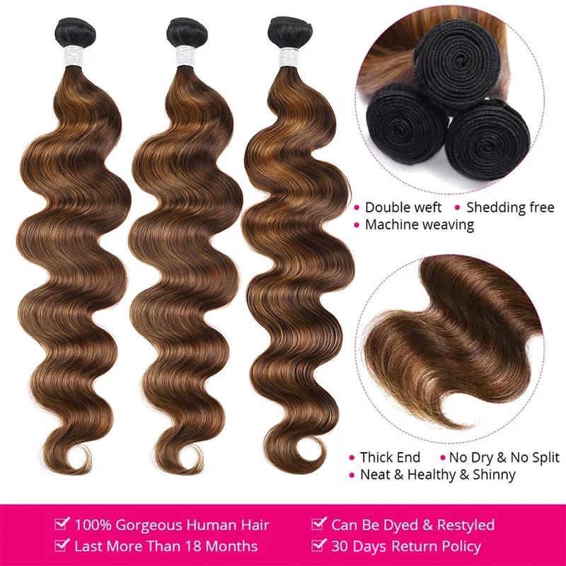 Lebeaute P4/27 Highlight Body Wave Hair Bundles 100% Unprocessed Colored Human Hair Weave