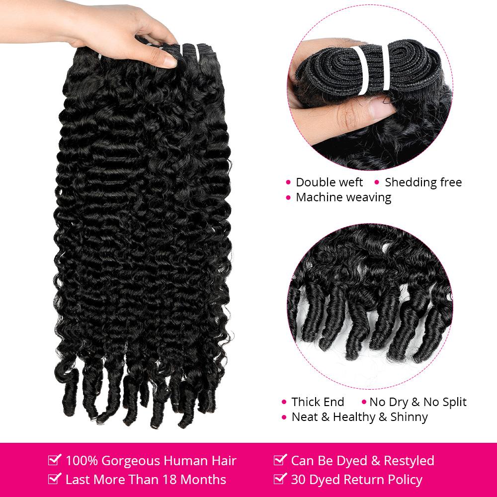 Lebeaute Burmese Curly 3 4 Bundles Unprocessed Virgin Human Hair with Spriral End