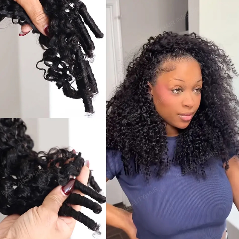 Burmese Curly Human Hair Crochet Extensions Miracle Knots Pre-Separated 60g/Pack – Knotless Boho Braids