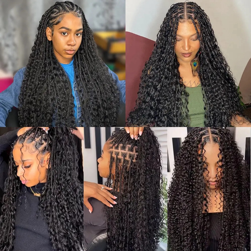 Deep Wave Feather Crochet Human Hair for Mircale Knots Human Hair Bundles Pre-Separeted 50g/ Bundle- Knotless Boho Braids Extensions