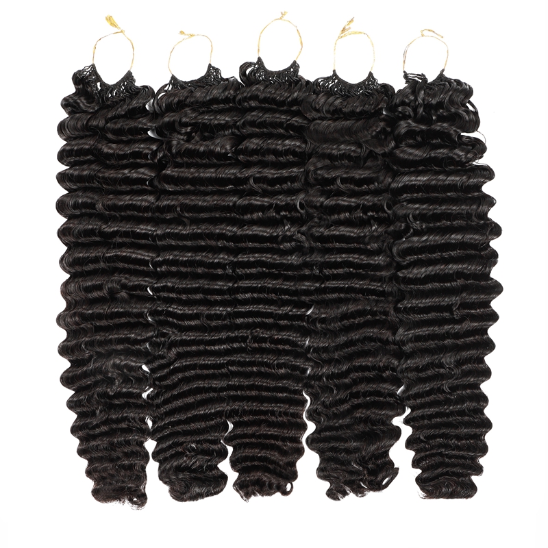 Deep Wave Feather Crochet Human Hair for Mircale Knots Human Hair Bundles Pre-Separeted 50g/ Bundle- Knotless Boho Braids Extensions