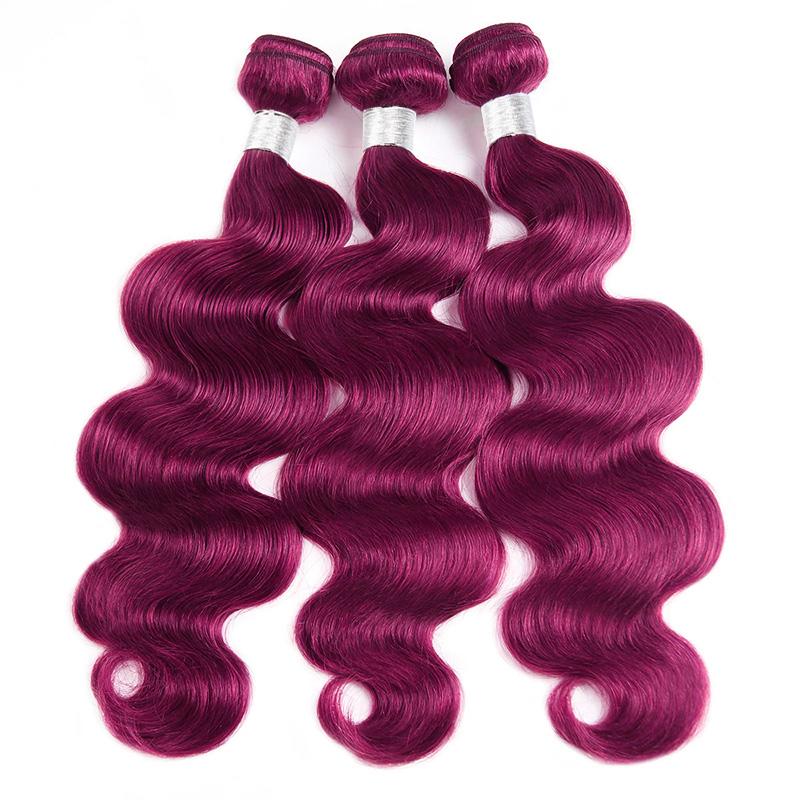 Lebeaute 99J Burgundy Body Wave Human Hair 3 4 Bundles Unprocessed Wine Red Colored Human Hair Extensions