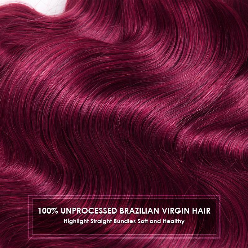 Lebeaute 99J Burgundy Body Wave Human Hair 3 4 Bundles Unprocessed Wine Red Colored Human Hair Extensions