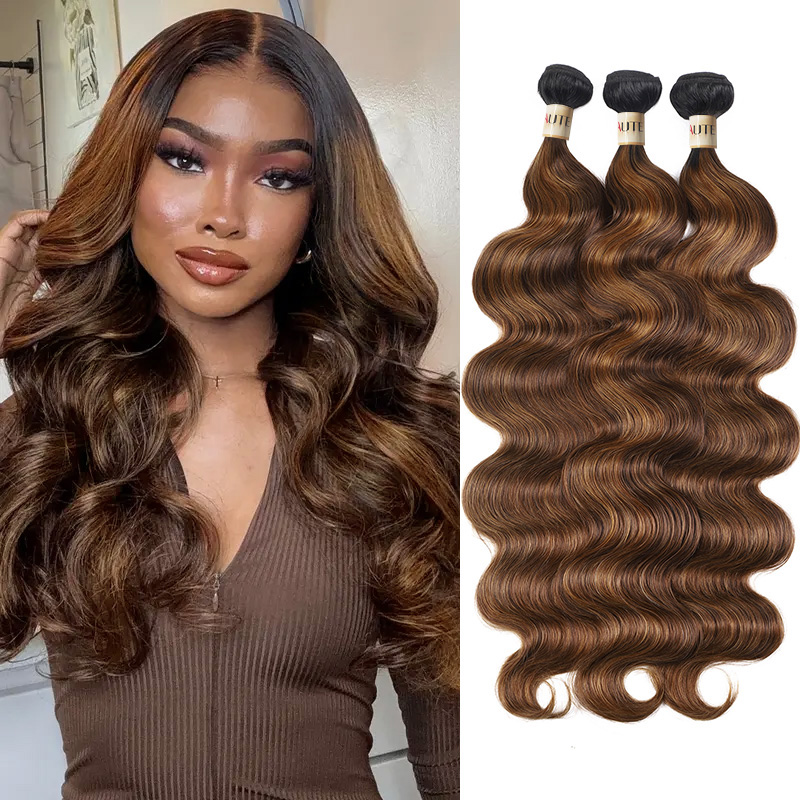Lebeaute Balayage #1B/4/30 Highlight Color Body Wave Human Virgin Hair Bundles Deal