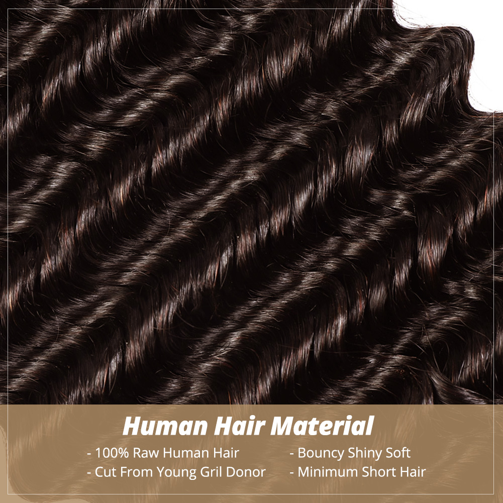 Lebeaute #4 Brown Color Deep Wave Bulk Human Hair For Braiding 100% Unprocessed No Weft Hair Bundles