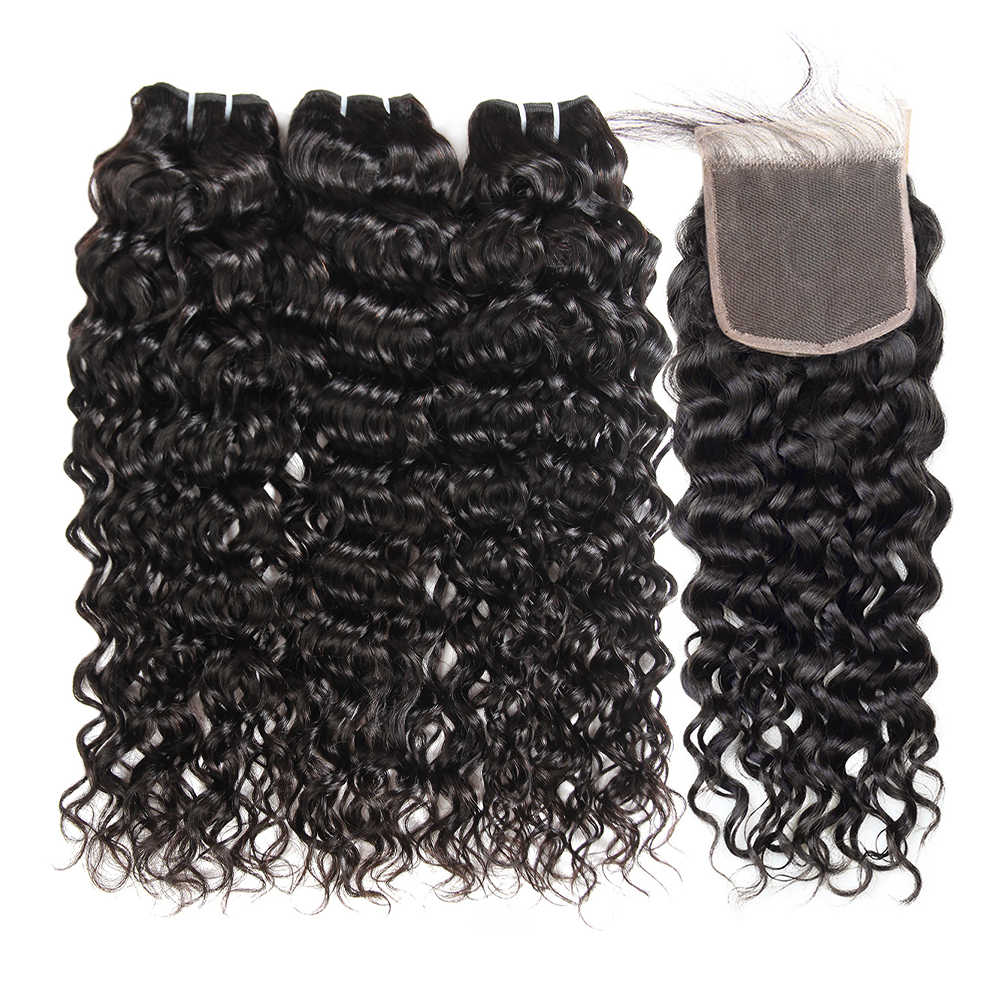 Lebeaute Best Water Wave Bundles With 5x5 HD Lace Closure Pre Plucked Natural Hairline