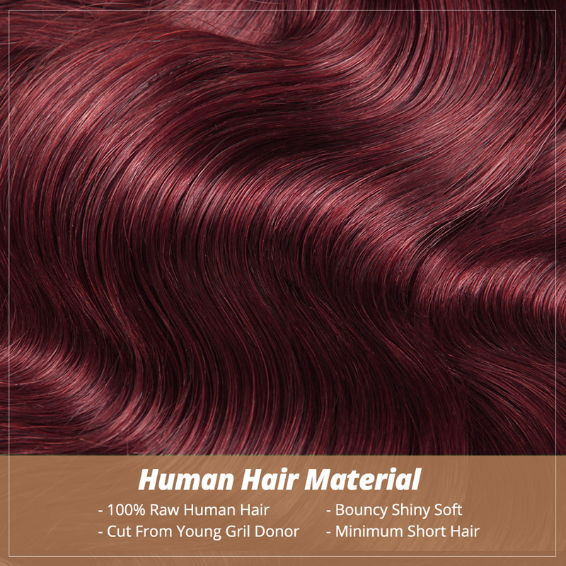 Lebeaute 99J Burgundy Body Wave Human Hair 3 4 Bundles Unprocessed Wine Red Colored Human Hair Extensions