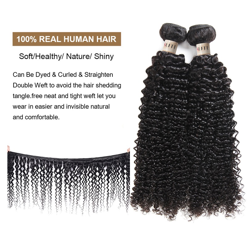 Lebeaute Curly Bundles With 4x4 Lace Closure Remy Human Hair 3/4 Bundles With Swiss Lace Closure