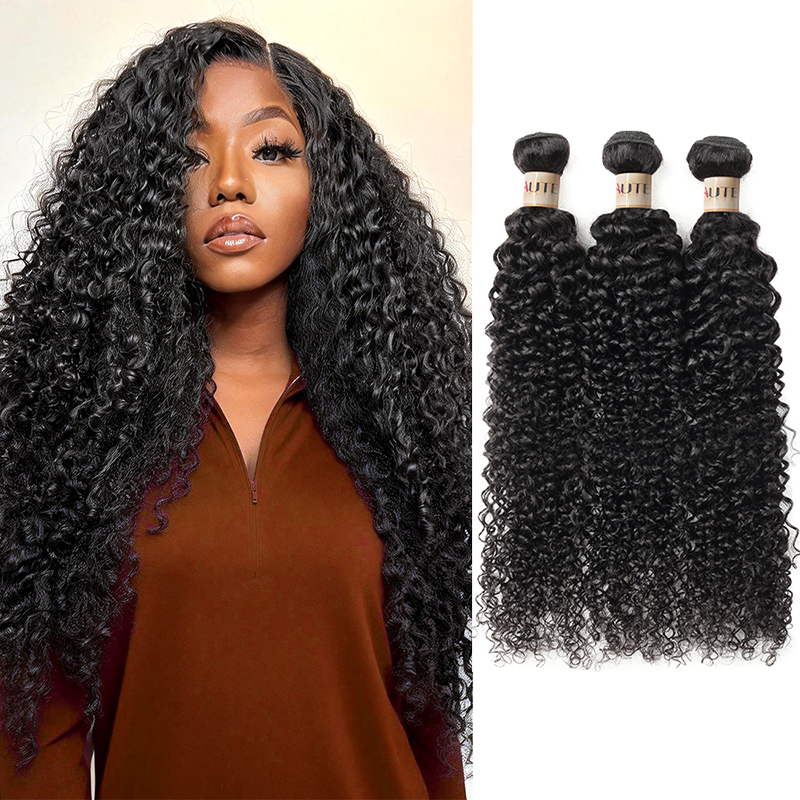 Lebeaute Kinky Curly Human Hair 3 Bundles 100% Unprocessed Real Human Hair Weave Weft