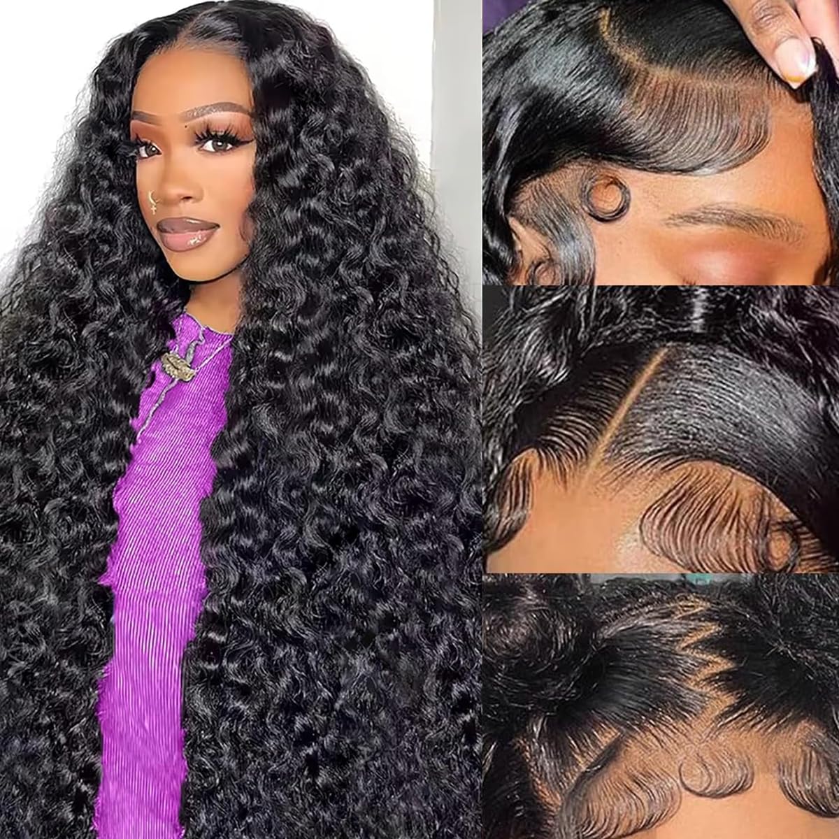 Lebeaute Deep Wave Human Hair Wigs 30 Inch Glueless 13x6 Lace Frontal Wig 200% Density Pre-Everything Wig