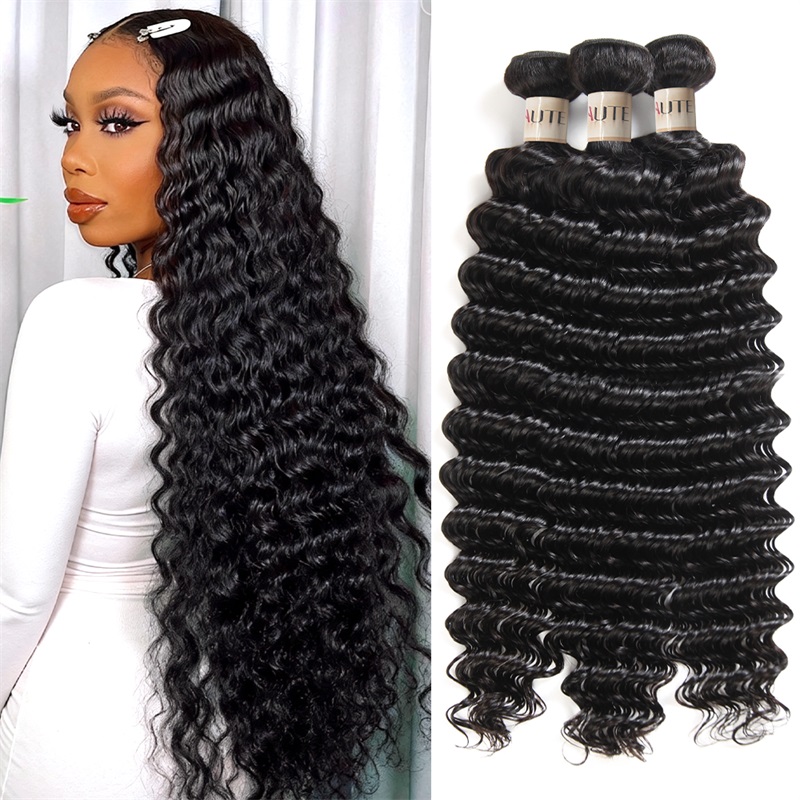 Lebeaute Deep Wave Virgin Human Hair Weft 3 Bundles 100% Unprocessed Human Hair Extension