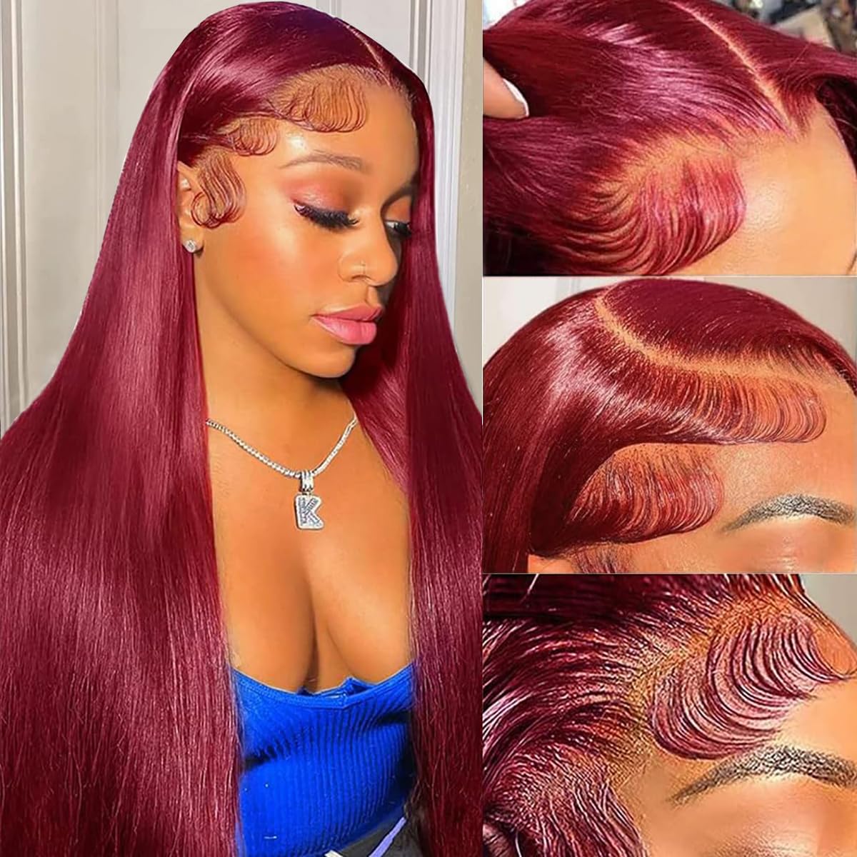 Lebeaute 99J Burgundy Wig 13x4 13x6 Lace Front Straight Human Hair Wigs 200% Density Colored Wigs