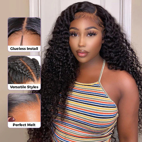 Lebeaute Deep Wave Human Hair Wigs 30 Inch Glueless 13x6 Lace Frontal Wig 200% Density Pre-Everything Wig