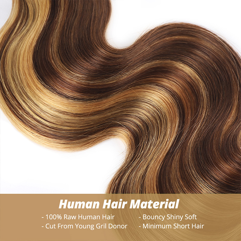 Lebeaute P4/27 Highlight Body Wave Hair Bundles 100% Unprocessed Colored Human Hair Weave