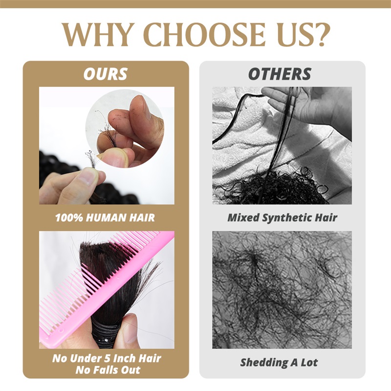 Lebeaute 30 Inch Deep Wave Bulk Human Hair for Boho Braids Natural Black Color