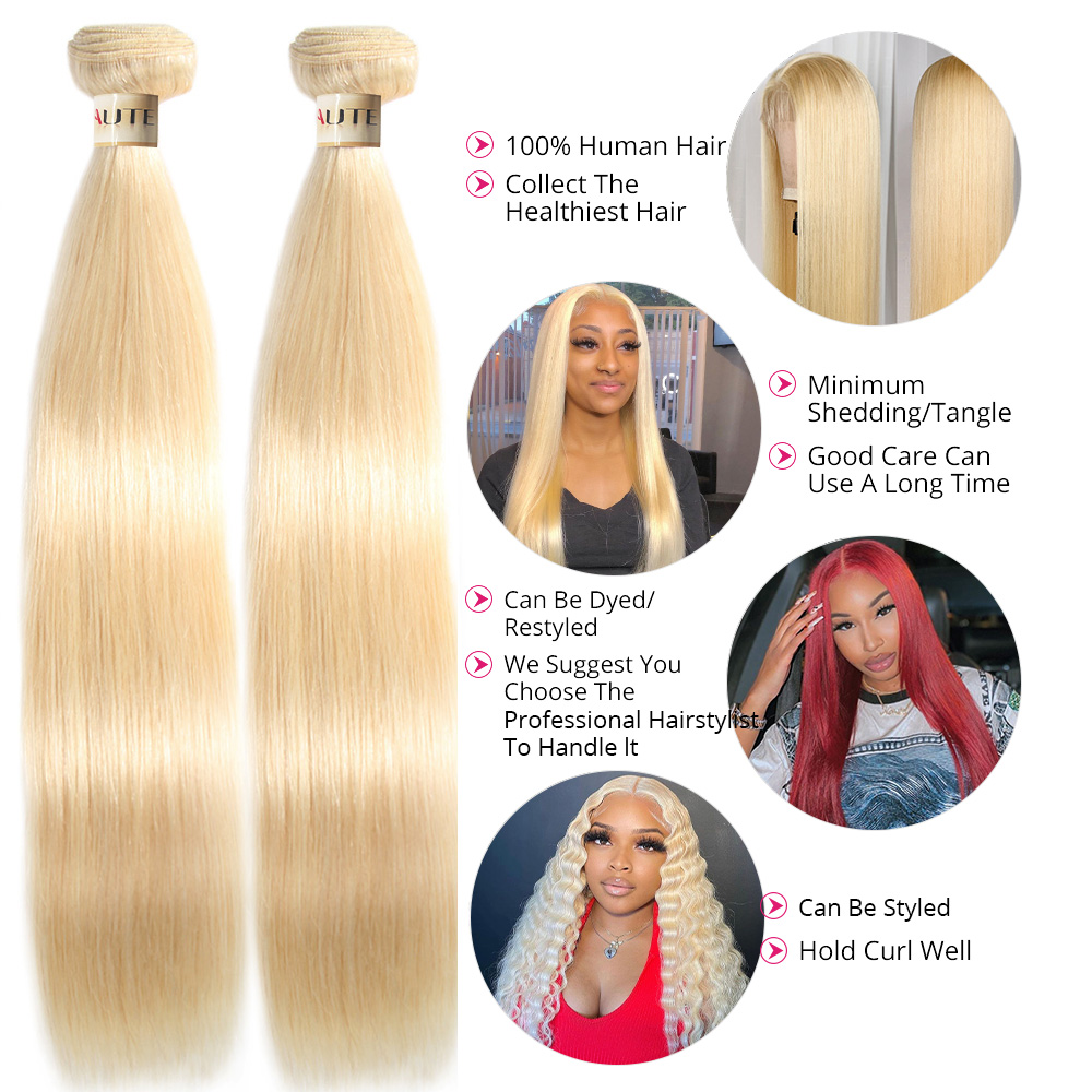 Lebeaute 613 Blonde Hair Brazilian Straight Human Hair Weave 1 3 4 Bundles