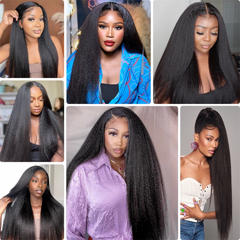 Lebeaute Yaki Straight Hair Bundles 3 Pcs/Pack Kinky Straight Virgin Human Hair