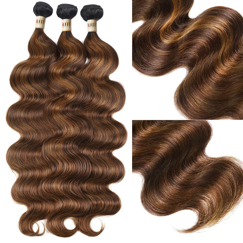 Lebeaute Balayage #1B/4/30 Highlight Color Body Wave Human Virgin Hair Bundles Deal