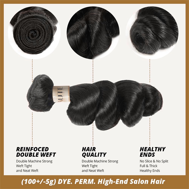 Lebeaute Loose Wave Virgin Human Hair 3 Bundles 100% Unprocessed Human Hair Extension