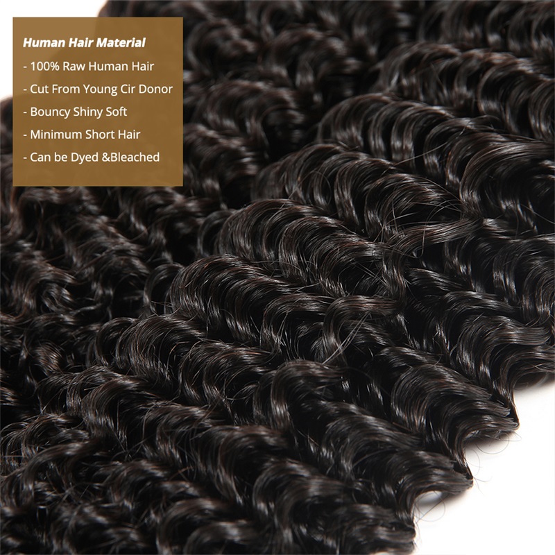 Lebeaute Kinky Curly Human Hair 3 Bundles 100% Unprocessed Real Human Hair Weave Weft