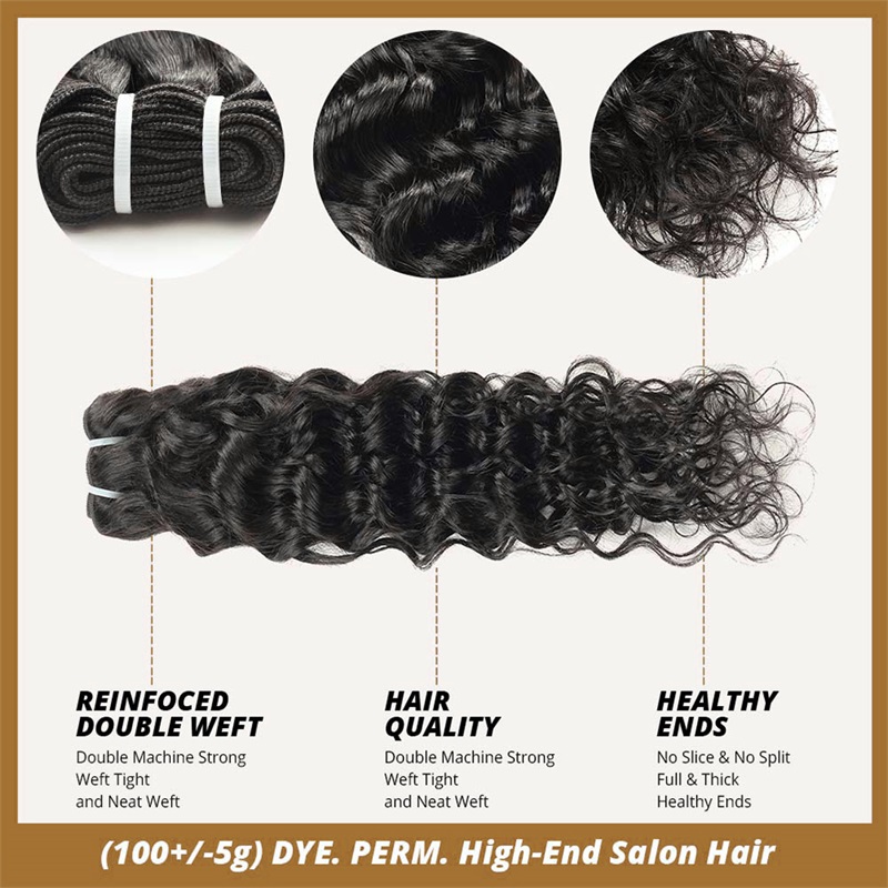 Lebeaute 3 Bundles Water Wave Virgin Human Hair Extension 12-30 Inches