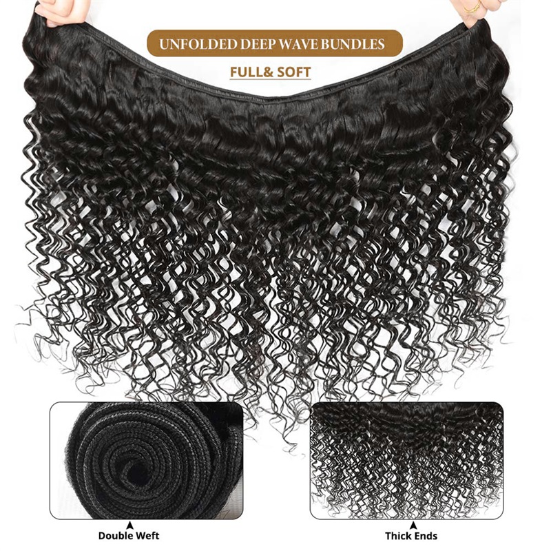 Lebeaute Deep Wave Virgin Human Hair Weft 3 Bundles 100% Unprocessed Human Hair Extension