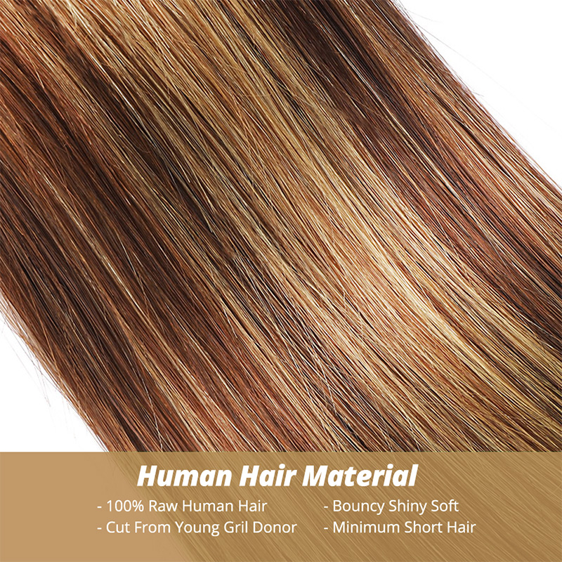 Lebeaute Highlight #4/27 Straight 3 Bundles 100% Virgin Human Hair Extension