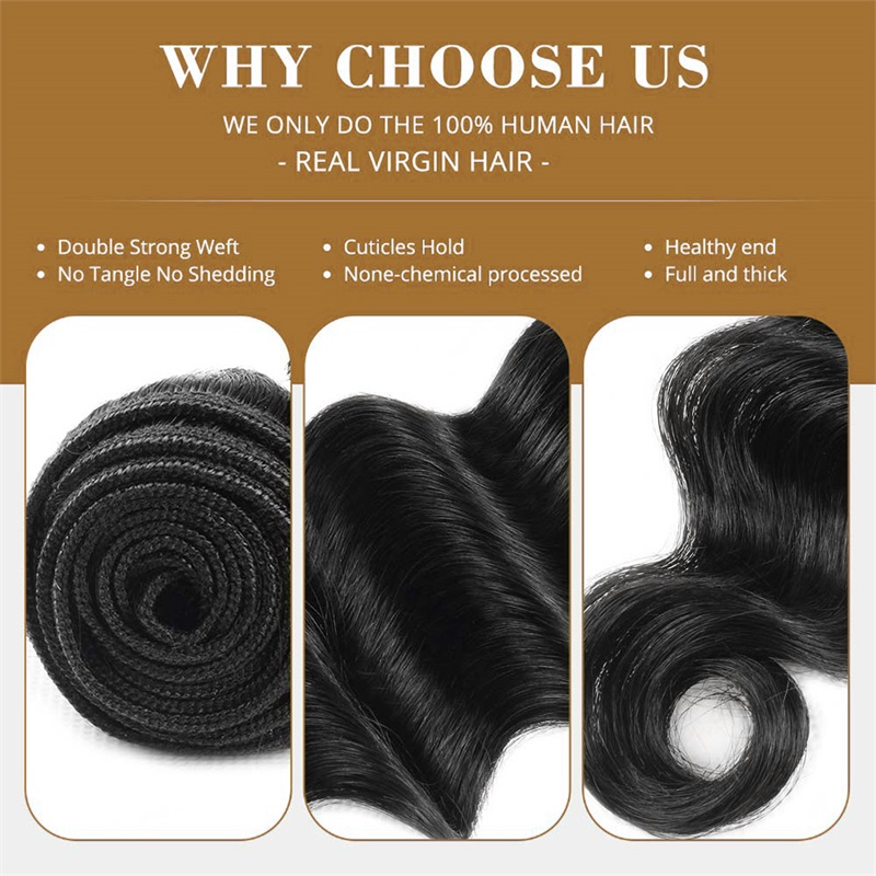 Lebeaute Loose Deep Wave 3 Bundle Deals Human Hair Extension For Sew In