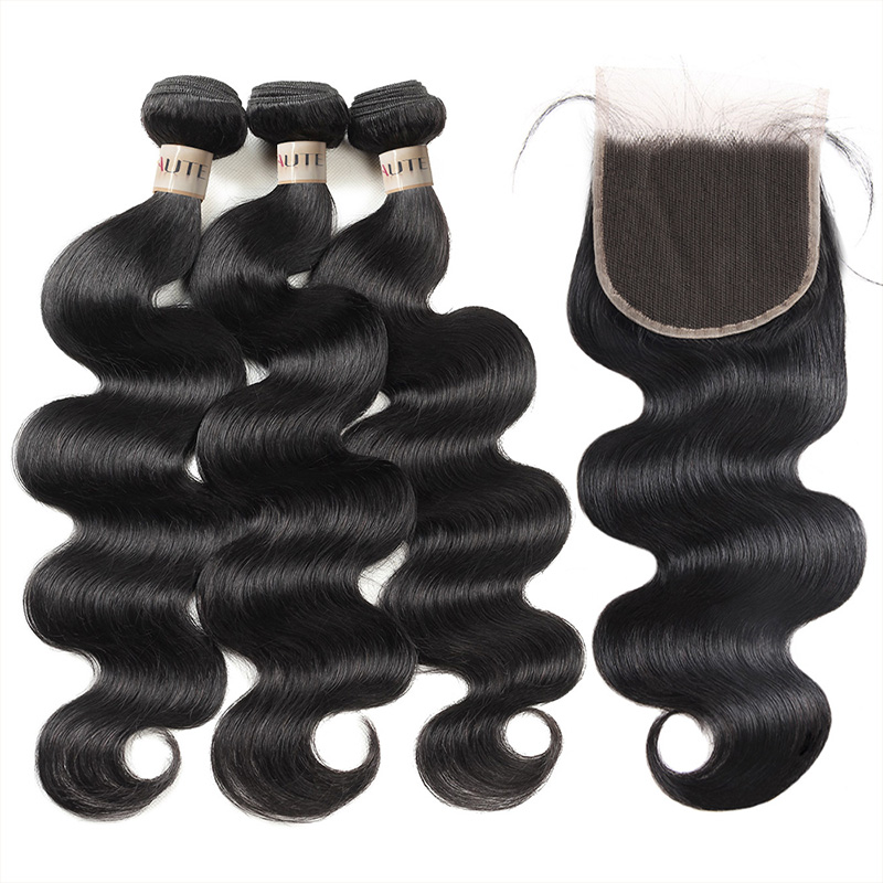 Lebeaute 12-30 Inch Brazilian Hair Body Wave 3 Bundles With 5x5 Lace Closure