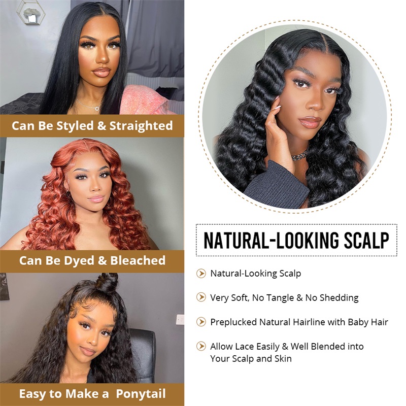 Lebeaute Loose Deep Wave Human Hair Bundles With 5x5 Lace Closure