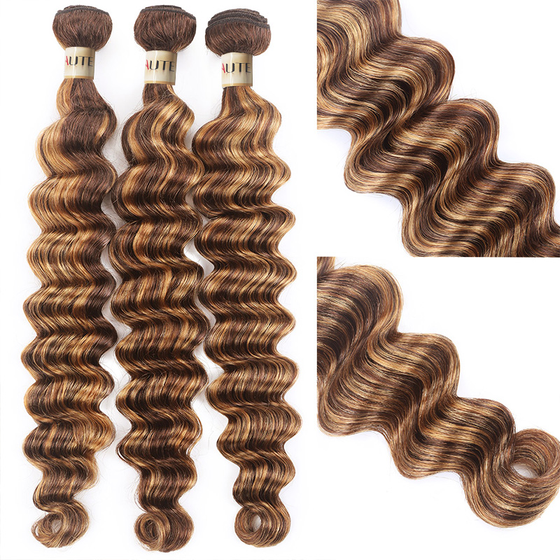 Lebeaute P4/27 Highlight Loose Deep Wave 3 Bundles 100% Human Hair Extensions