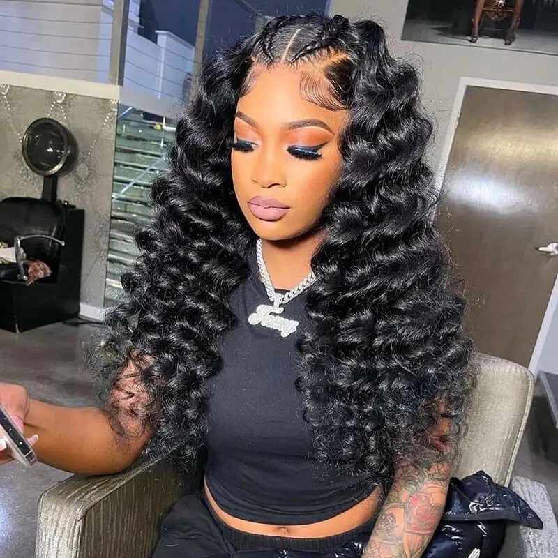 Lebeaute Loose Deep Wave 13x6 Lace Front Human Hair Wigs 200% Density Glueless Wigs for Beginners