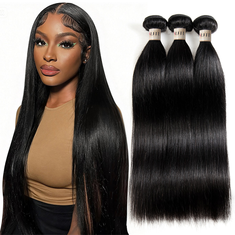 Lebeaute Silky Straight Hair 3 Bundles 100% Brazilian Virgin Human Hair Weave Extensions