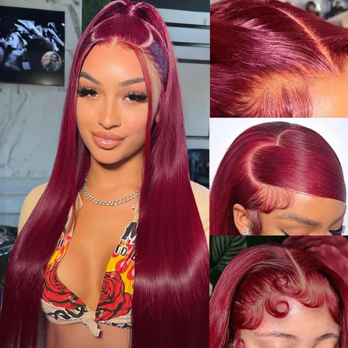 Lebeaute 99J Burgundy Wig 13x4 13x6 Lace Front Straight Human Hair Wigs 200% Density Colored Wigs