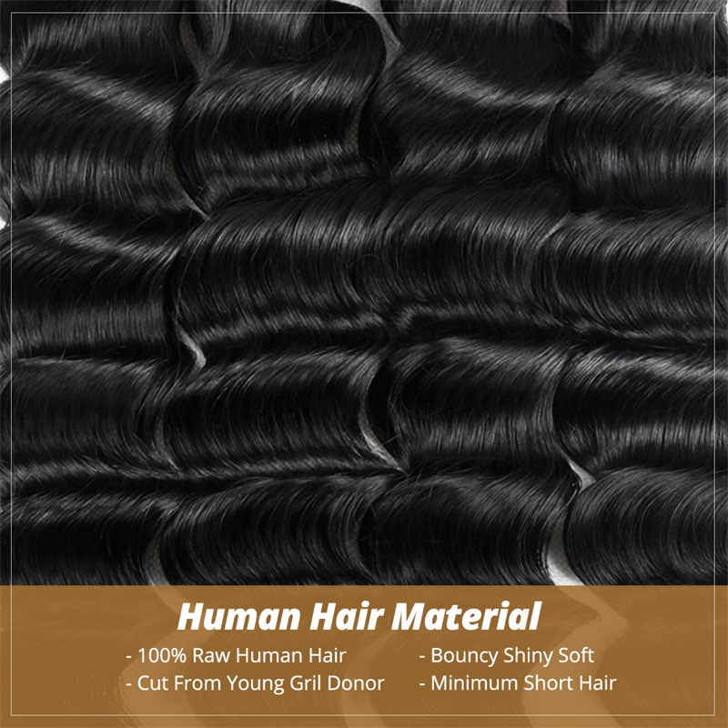 Lebeaute Loose Deep Wave 3 Bundle Deals Human Hair Extension For Sew In