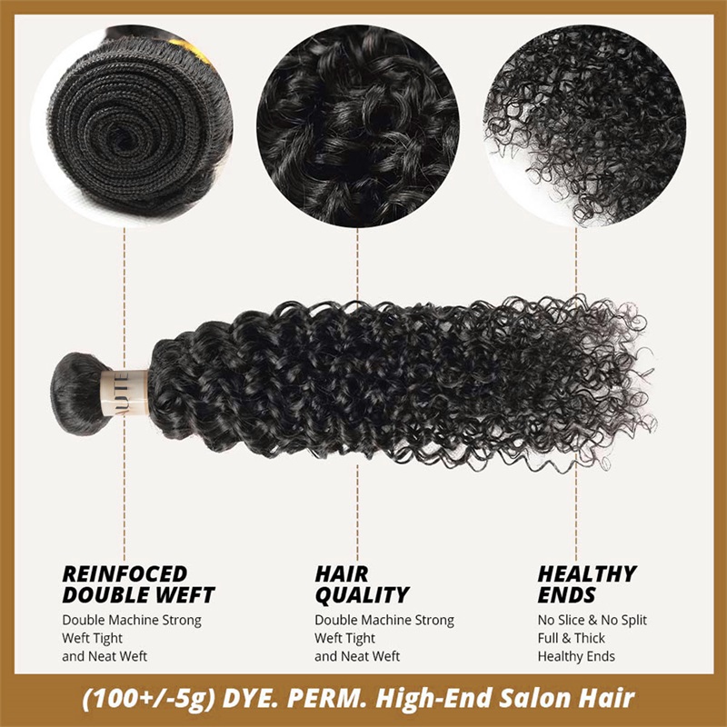 Lebeaute Kinky Curly Human Hair 3 Bundles 100% Unprocessed Real Human Hair Weave Weft