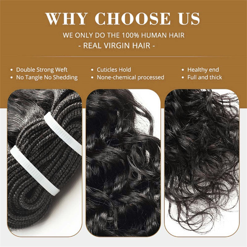 Lebeaute 3 Bundles Water Wave Virgin Human Hair Extension 12-30 Inches