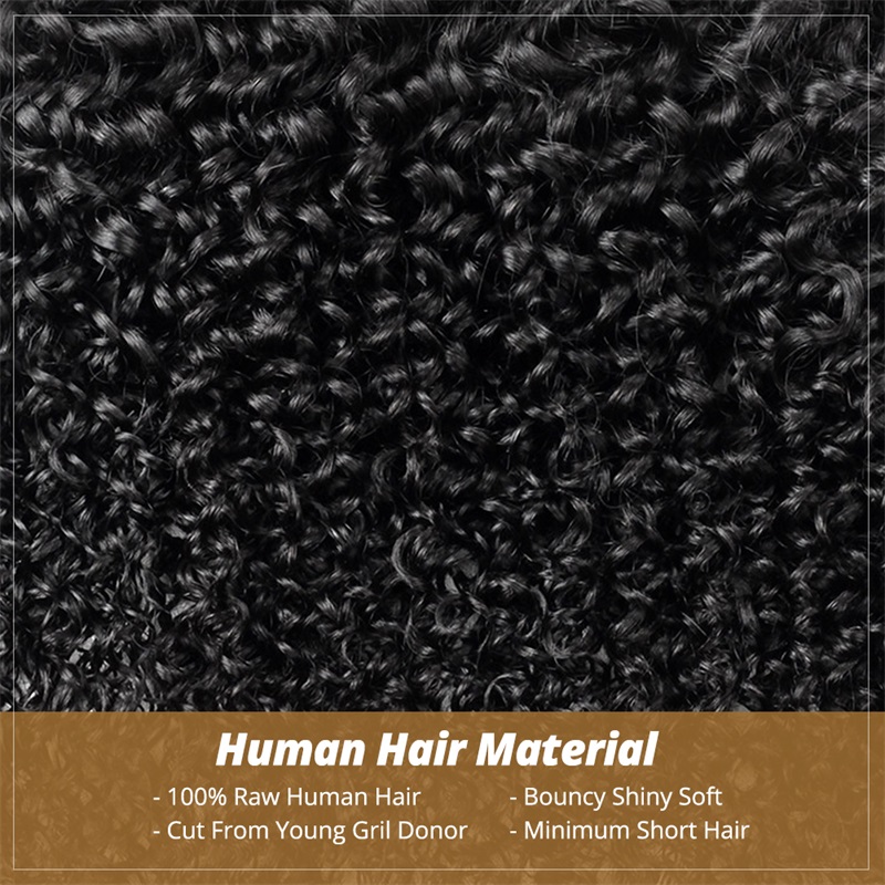 Lebeaute Kinky Curly Human Hair 3 Bundles 100% Unprocessed Real Human Hair Weave Weft