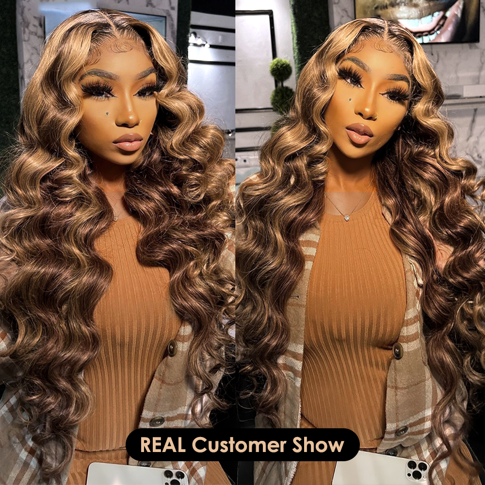 Lebeaute Highlight P4/27 Loose Deep Wave 3 Bundles With 4x4 Lace Closure 100% Real Human Hair