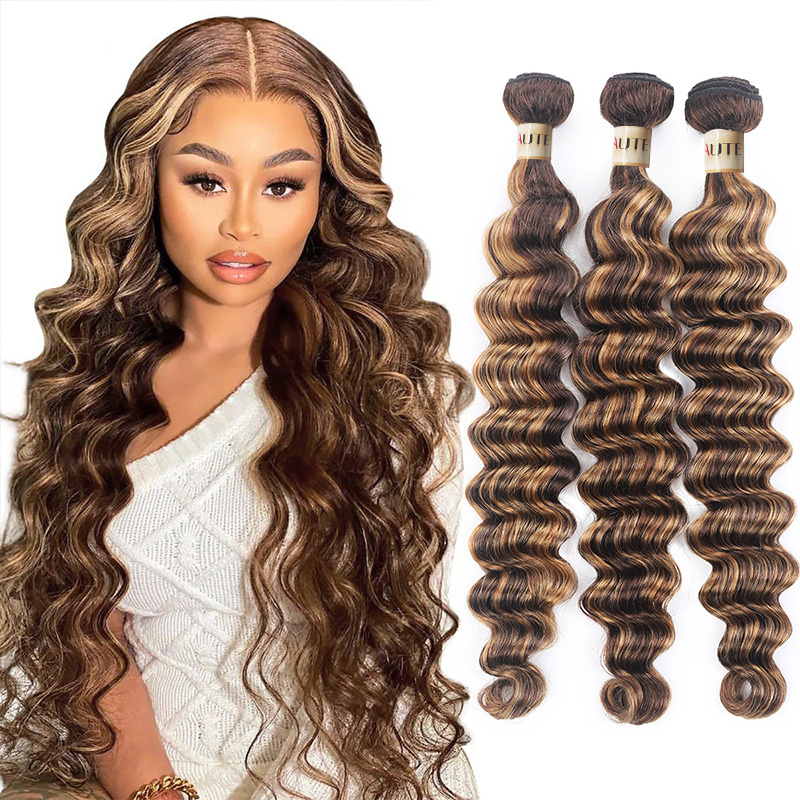 Lebeaute P4/27 Highlight Loose Deep Wave 3 Bundles 100% Human Hair Extensions