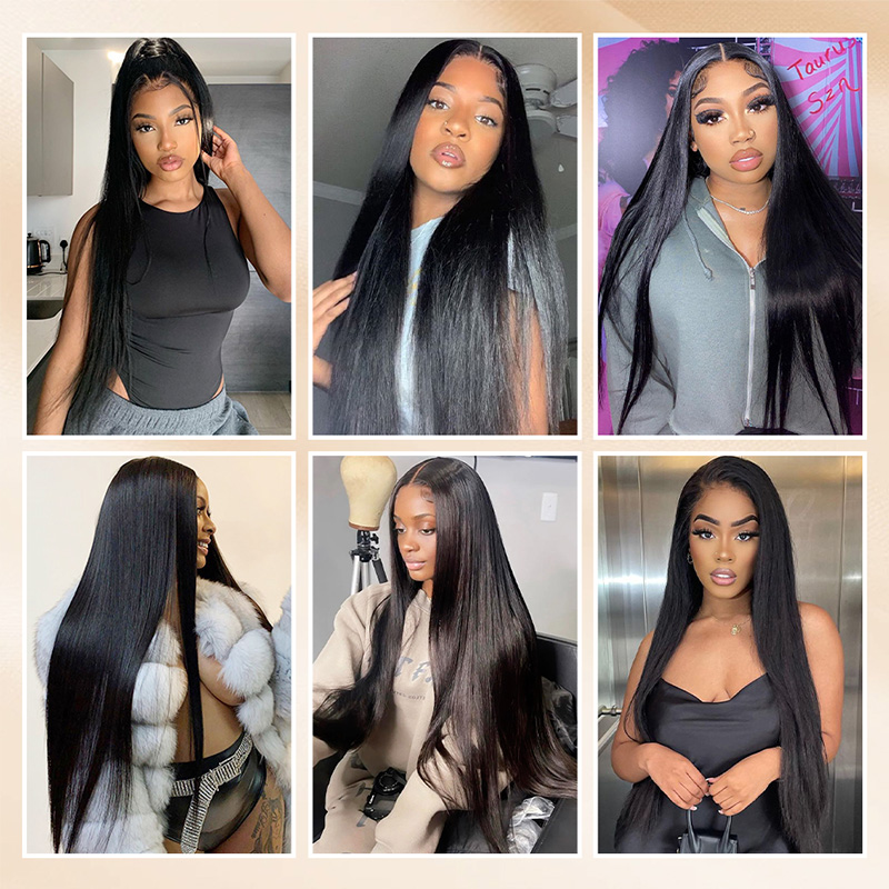 Lebeaute 3 Bundles With 2x6 Lace Closure Straight Human Hair Bundles With Deep Parting Lace Closure