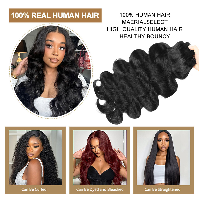 Lebeaute Body Wave Human Hair 1 3 4 Bundles 100% Unprocessed 12A Premium Quality Raw Virgin Hair