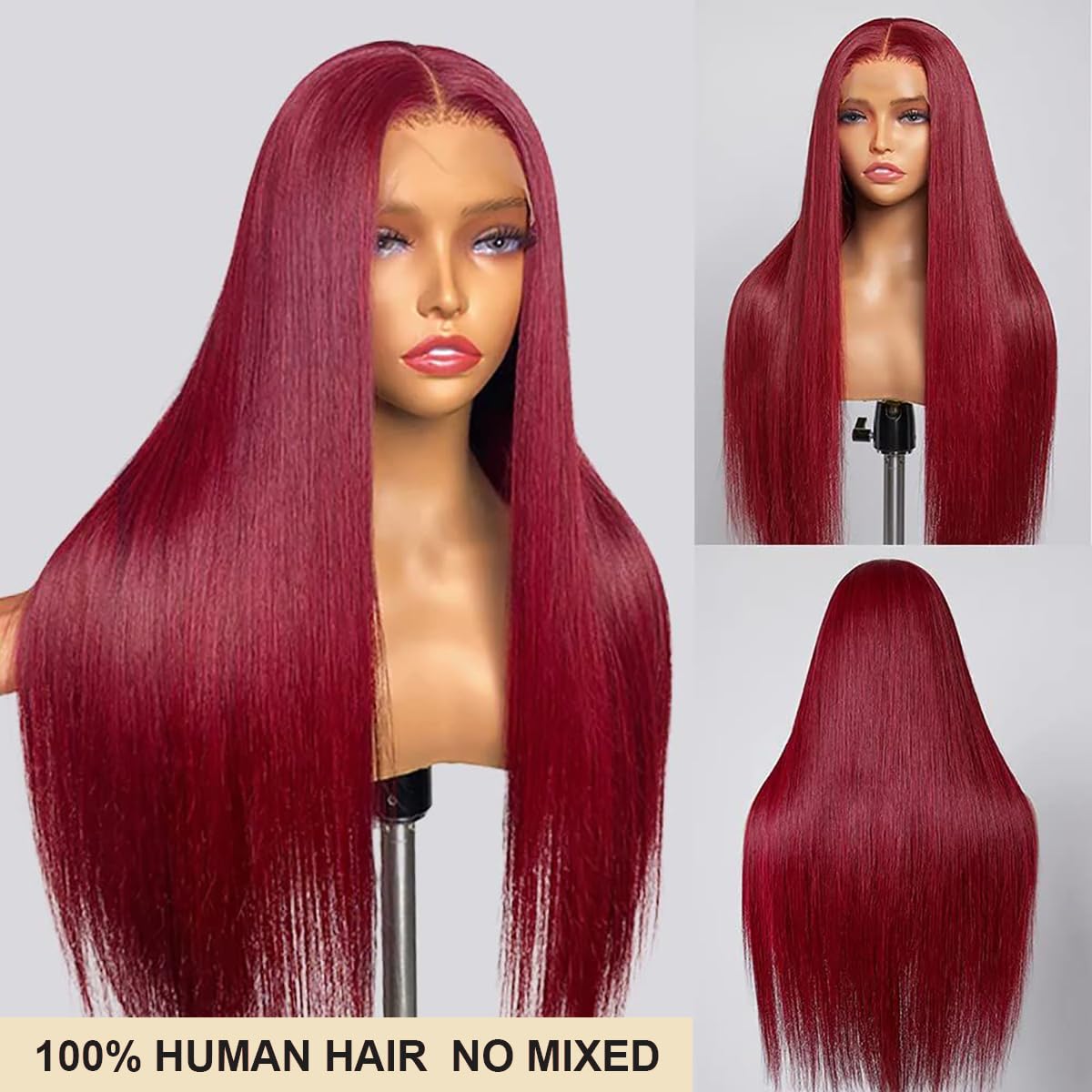Lebeaute 99J Burgundy Wig 13x4 13x6 Lace Front Straight Human Hair Wigs 200% Density Colored Wigs