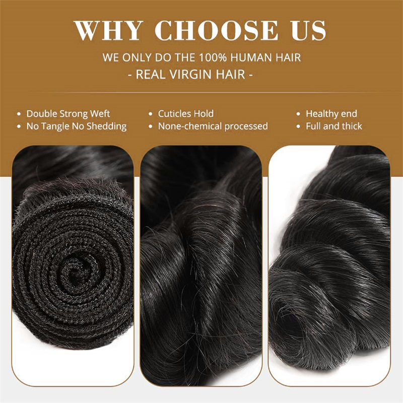 Lebeaute Loose Wave Virgin Human Hair 3 Bundles 100% Unprocessed Human Hair Extension