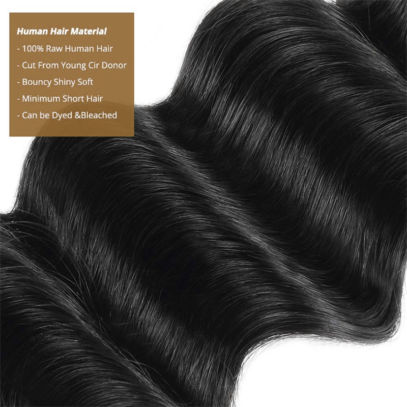 Lebeaute Loose Deep Wave 3 Bundle Deals Human Hair Extension For Sew In