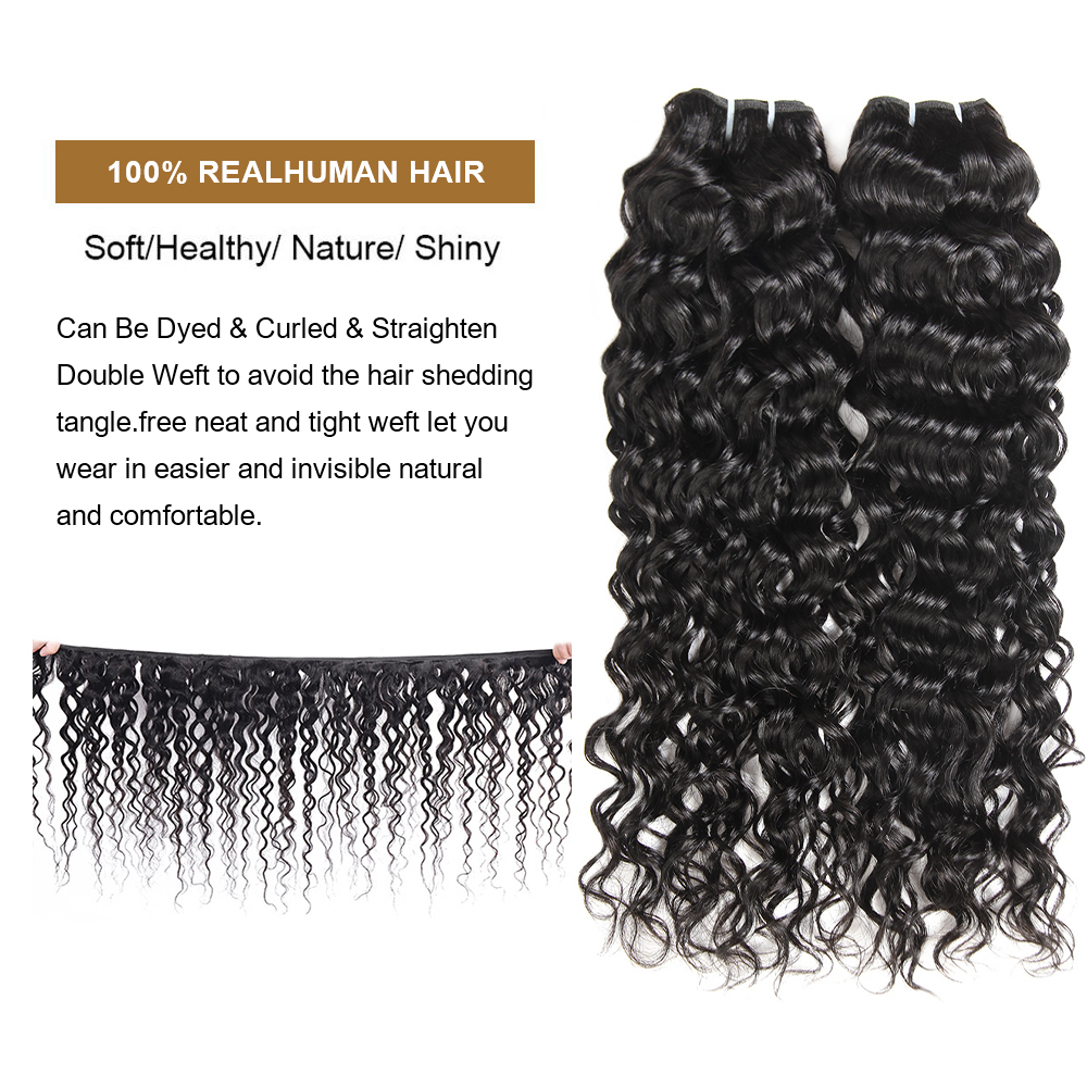 Lebeaute Best Water Wave Bundles With 5x5 HD Lace Closure Pre Plucked Natural Hairline