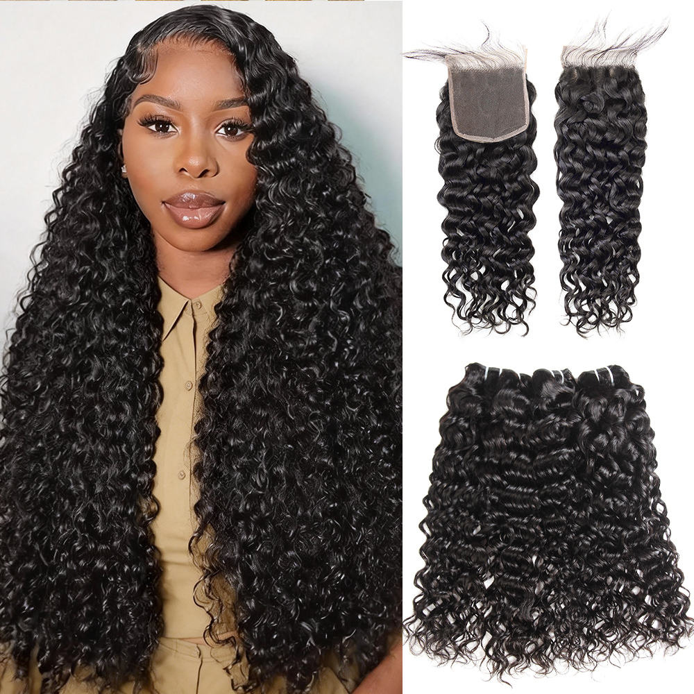 Lebeaute Best Water Wave Bundles With 5x5 HD Lace Closure Pre Plucked Natural Hairline