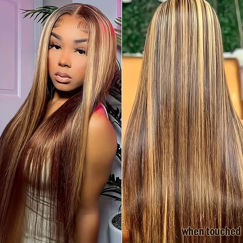 Lebeaute 4 27 Highlight Straight Human Hair Bundles With 5x5 Lace Closure Brazilian Hair