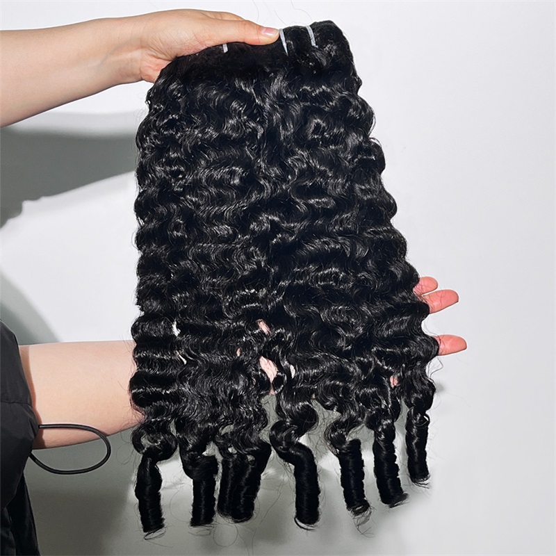 Lebeaute Burmese Curly 3 Bundles Unprocessed Virgin Human Hair with Spriral End