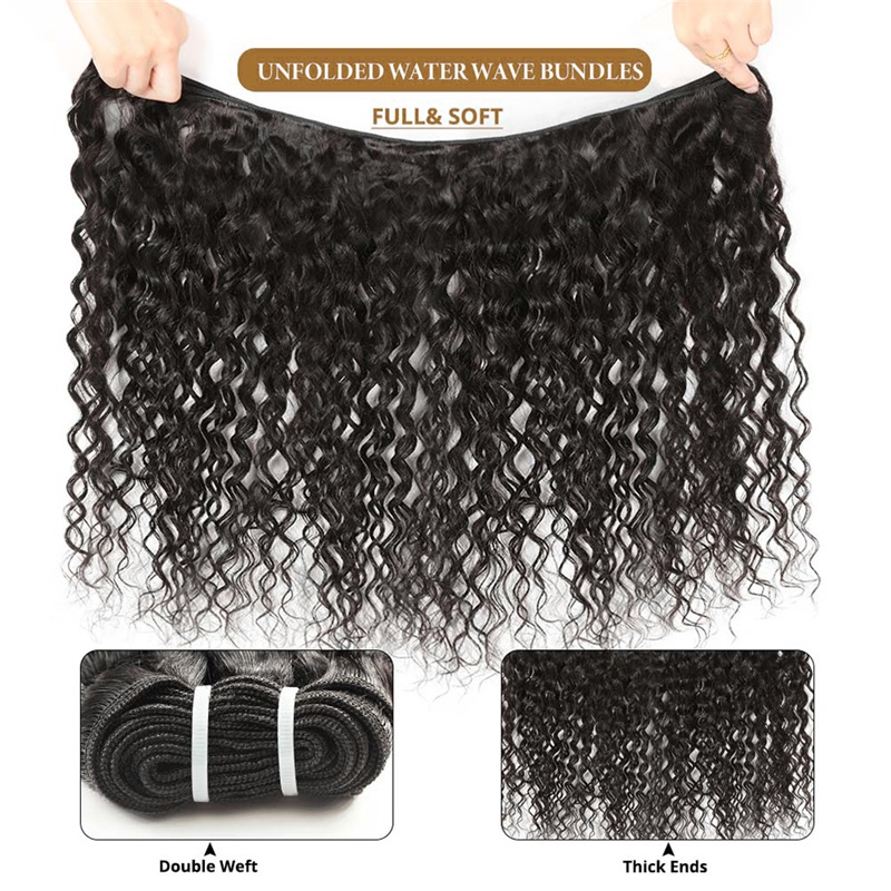 Lebeaute 3 Bundles Water Wave Virgin Human Hair Extension 12-30 Inches